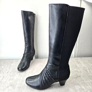 Rockport Sydney Knee High Boots Size 10 Black Leather Tall Victorian Dressy Chic